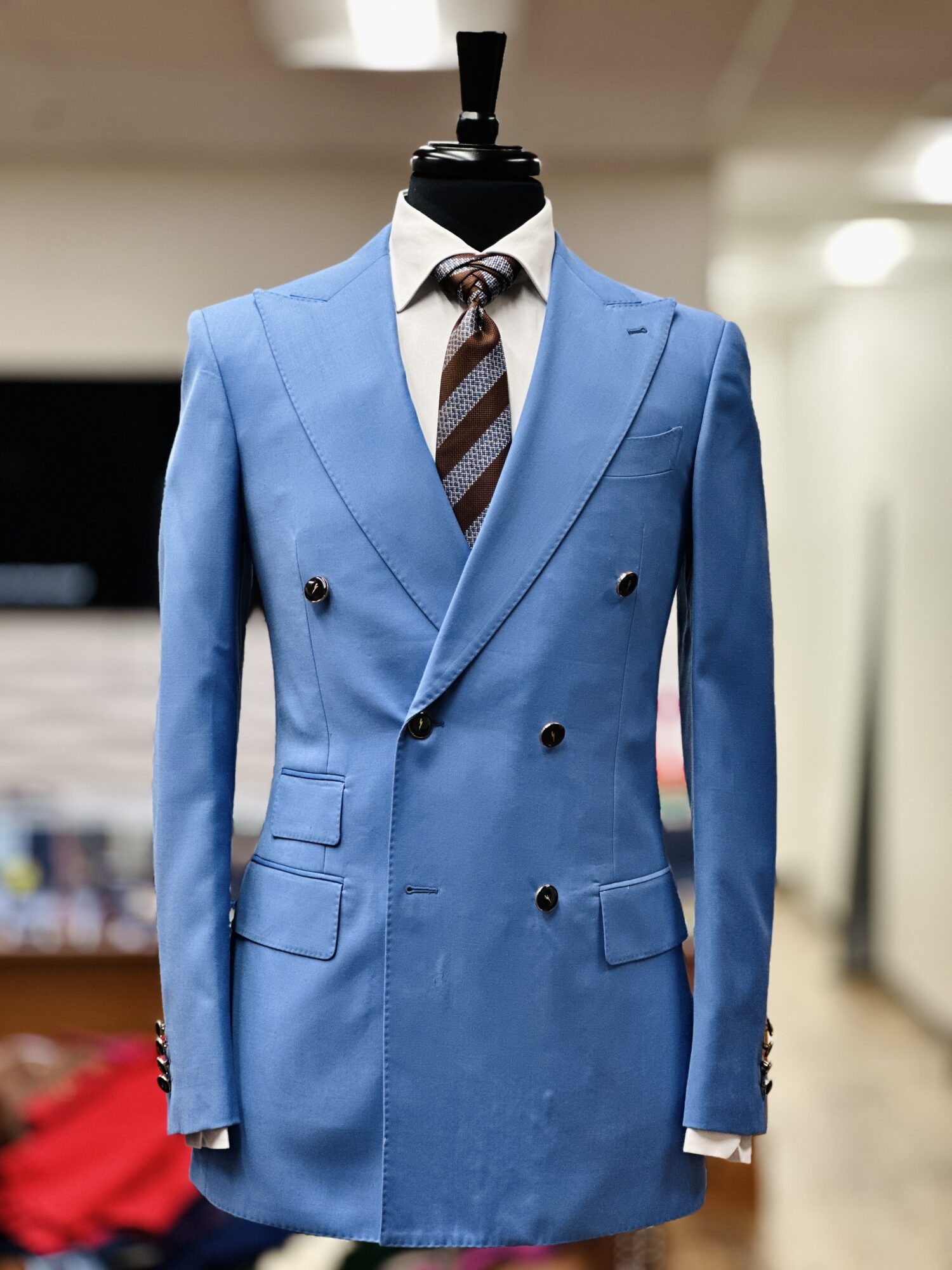 DOUBLE BREASTED SKY BLUE CLASSIC DELUXE CUSTOM SUIT SALE Stanlion