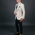 WHITE AND GREEN JAQUARD TUXEDO