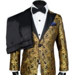 Pure Gold & Black Lapel Single Breasted Kids Suit