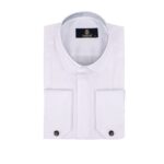 WHITE TUXEDO SHIRT WITH CLUB COLLAR PLEATED FRONT