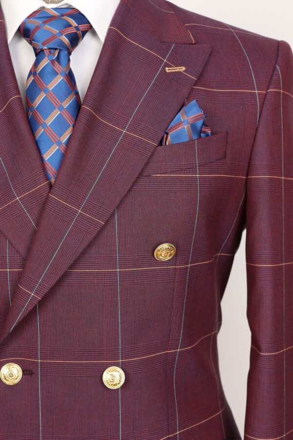 Burgundy Double Breasted Plaited Suit Stanlion Best Exclusive Burgundy Suits 2022