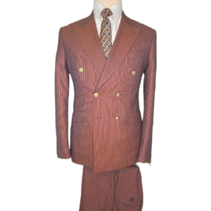 BURGUNDY STRIPED DOUBLE BREASTED SUIT