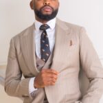 LION BROWN PINSTRIPE SUIT