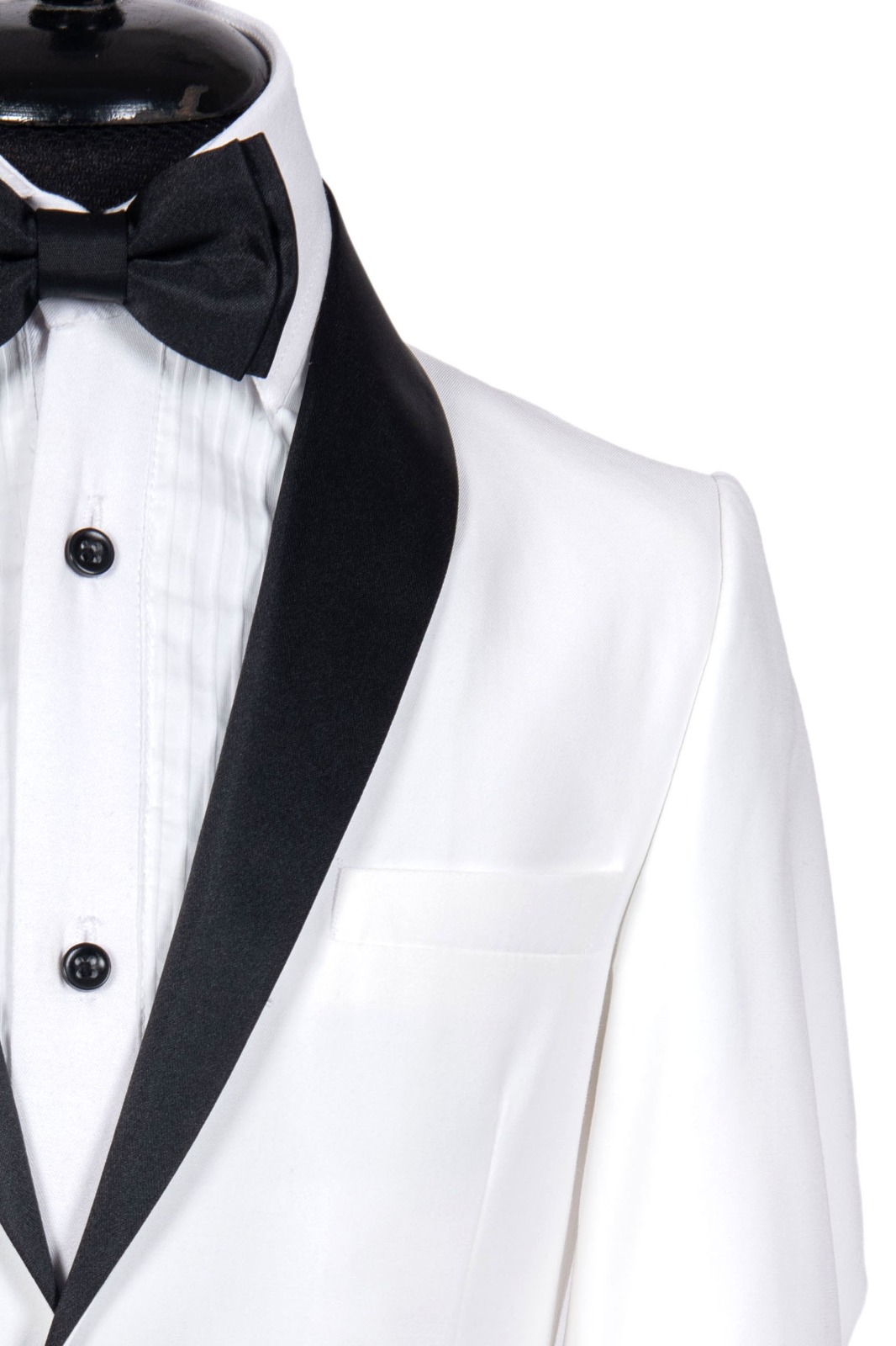SINGLE BREASTED WHITE TUXEDO WITH BLACK LAPEL KID SUIT - Stanlion