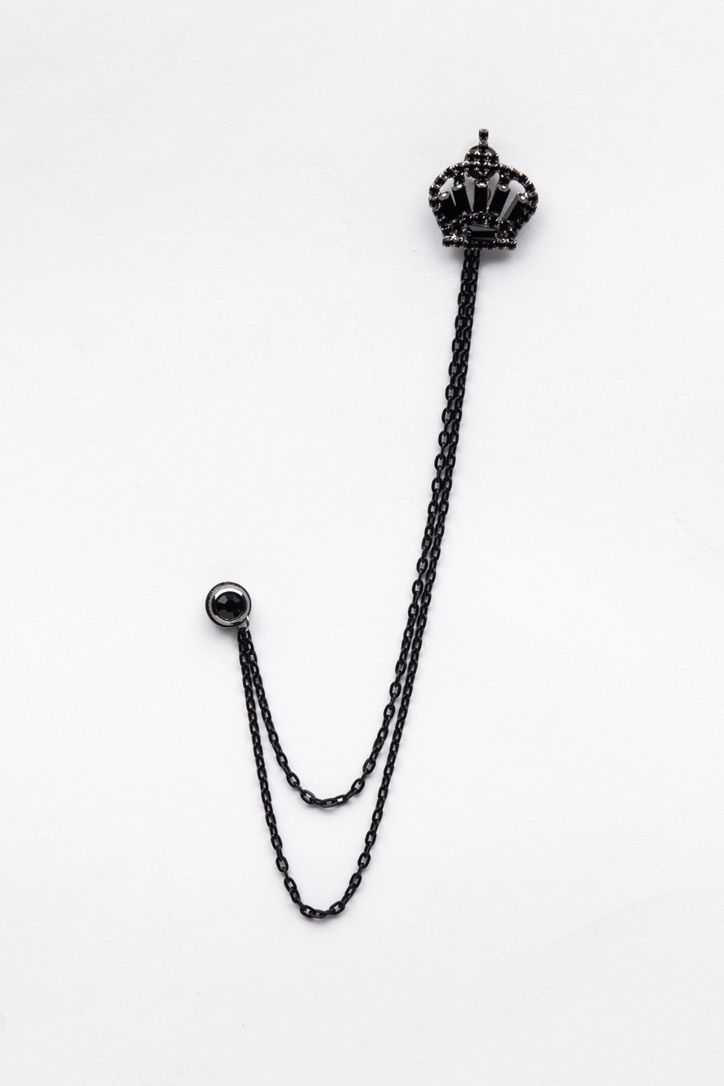 NEW STANLION ALL BLACK CROWN BROOCH CHAIN - Stanlion