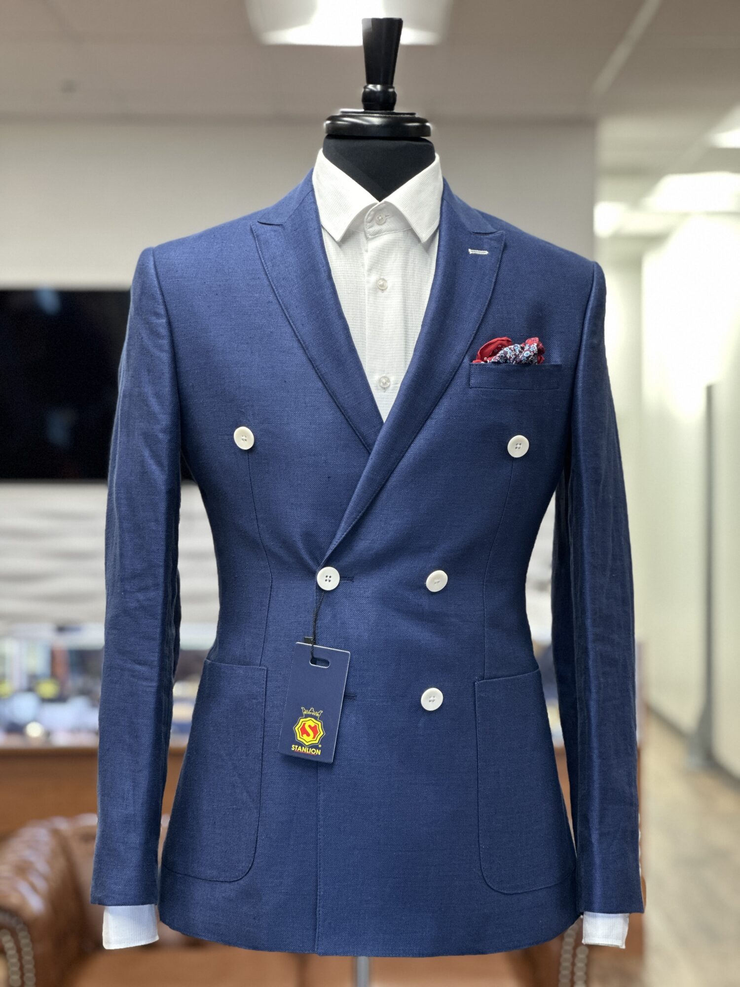 NAVY BLUE DOUBLE BREASTED BLAZER - Stanlion