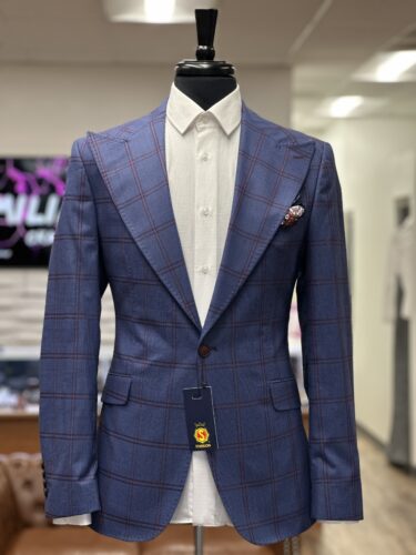 PURPLE BURGUNDY-STRIPED SINGLE BREASTED BLAZER