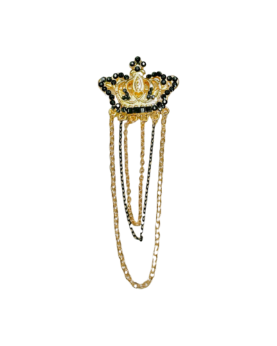 STANLION GOLD & BLACK CROWN CHAIN BROOCH