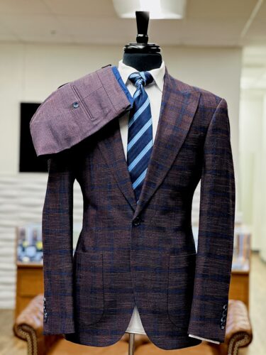 STANLION CLASSIC BROWN PLAIDED NAVY BLUE STRIPES