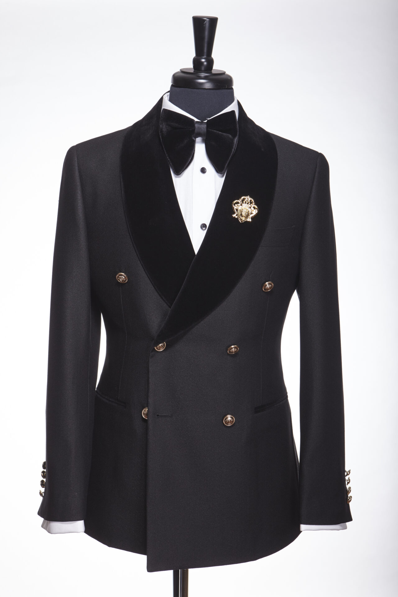 STANLION DOUBLE BREASTED SHAWL VELVET LAPEL WITH GOLD BUTTON - Stanlion