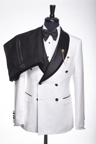 OFF-WHITE DOUBLE BREASTED JACQUARD TUXEDO