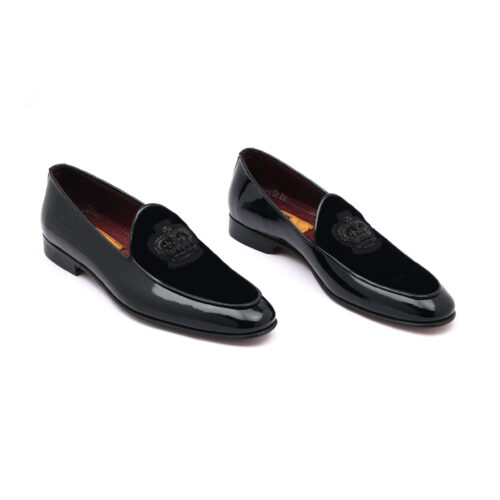 BLACK ROYAL LOAFER WITH CROWN EMBROIDERY