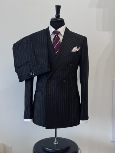 STANLION BLACK PINSTRIPE DOUBLE BREASTED SUIT