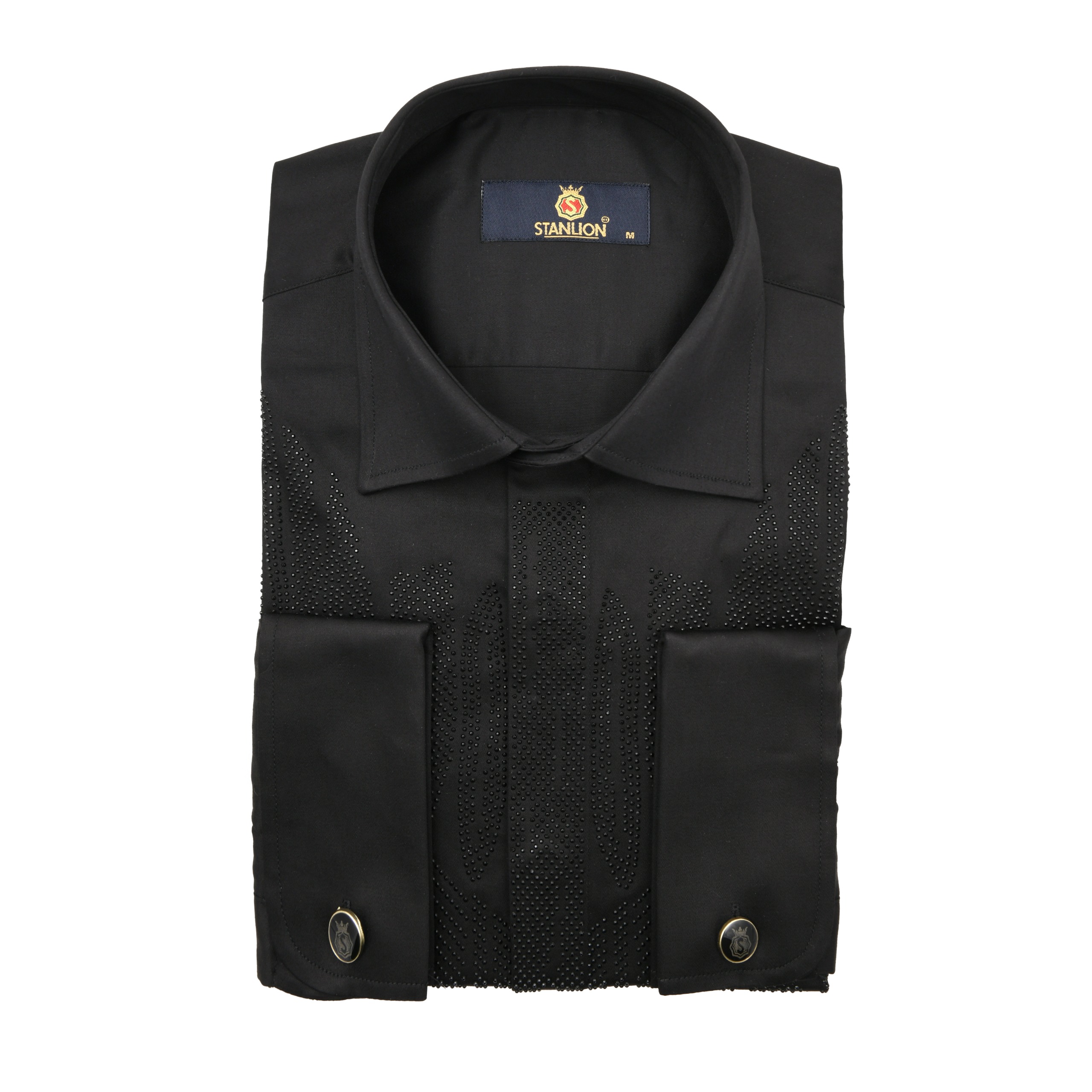 STANLION BLACK LUXURY CRYSTAL SHIRT