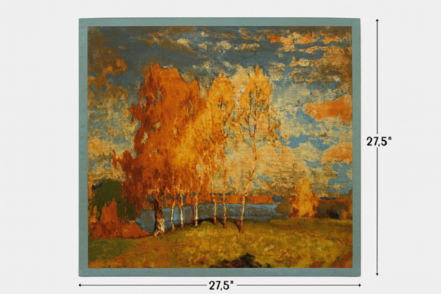 Autumn Birch Landscape Silk Scarf