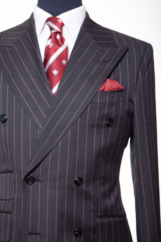 STANLION CHARCOAL BURGUNDY PINSTRIPE DOUBLE-BREASTED SUIT - Image 4