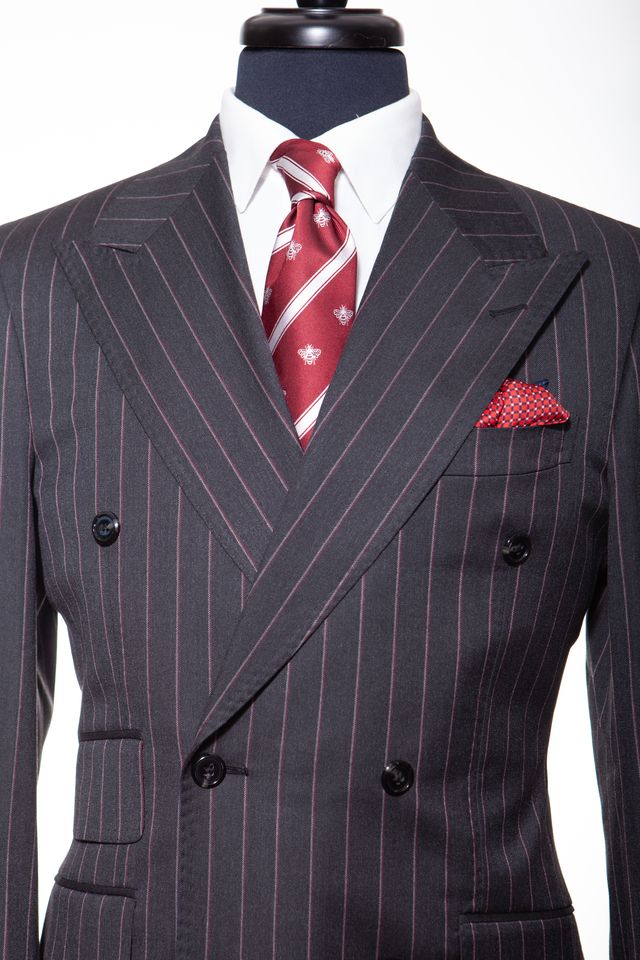 STANLION CHARCOAL BURGUNDY PINSTRIPE DOUBLE-BREASTED SUIT - Image 3