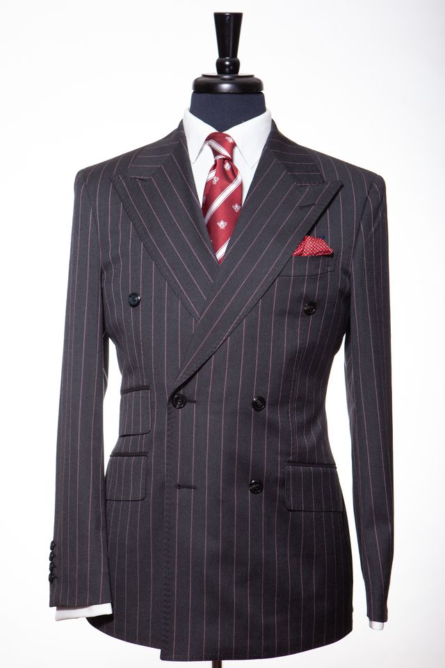 STANLION CHARCOAL BURGUNDY PINSTRIPE DOUBLE-BREASTED SUIT - Image 2