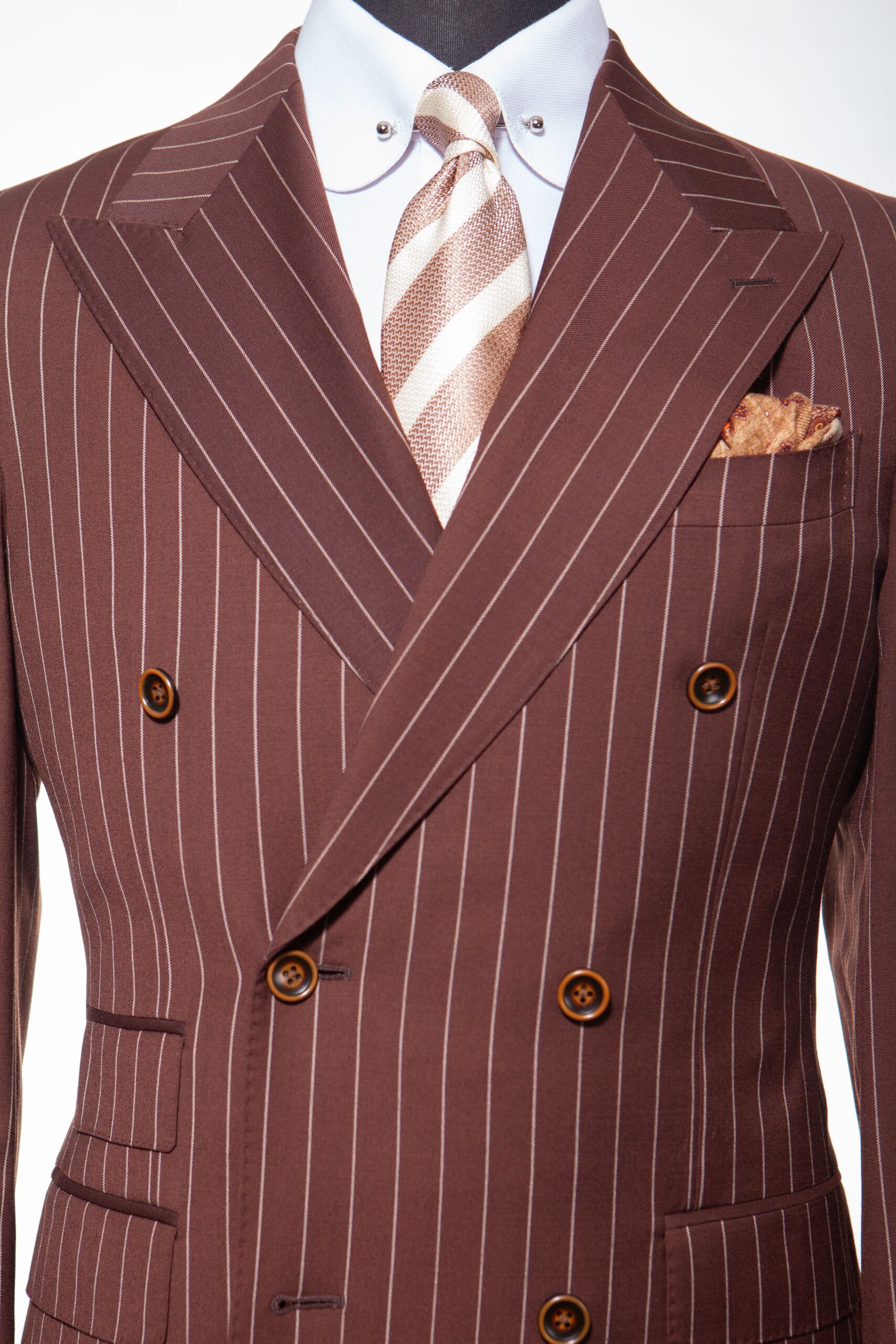 STANLION CHOCOLATE PINSTRIPE DOUBLE-BREASTED SUIT - Image 3