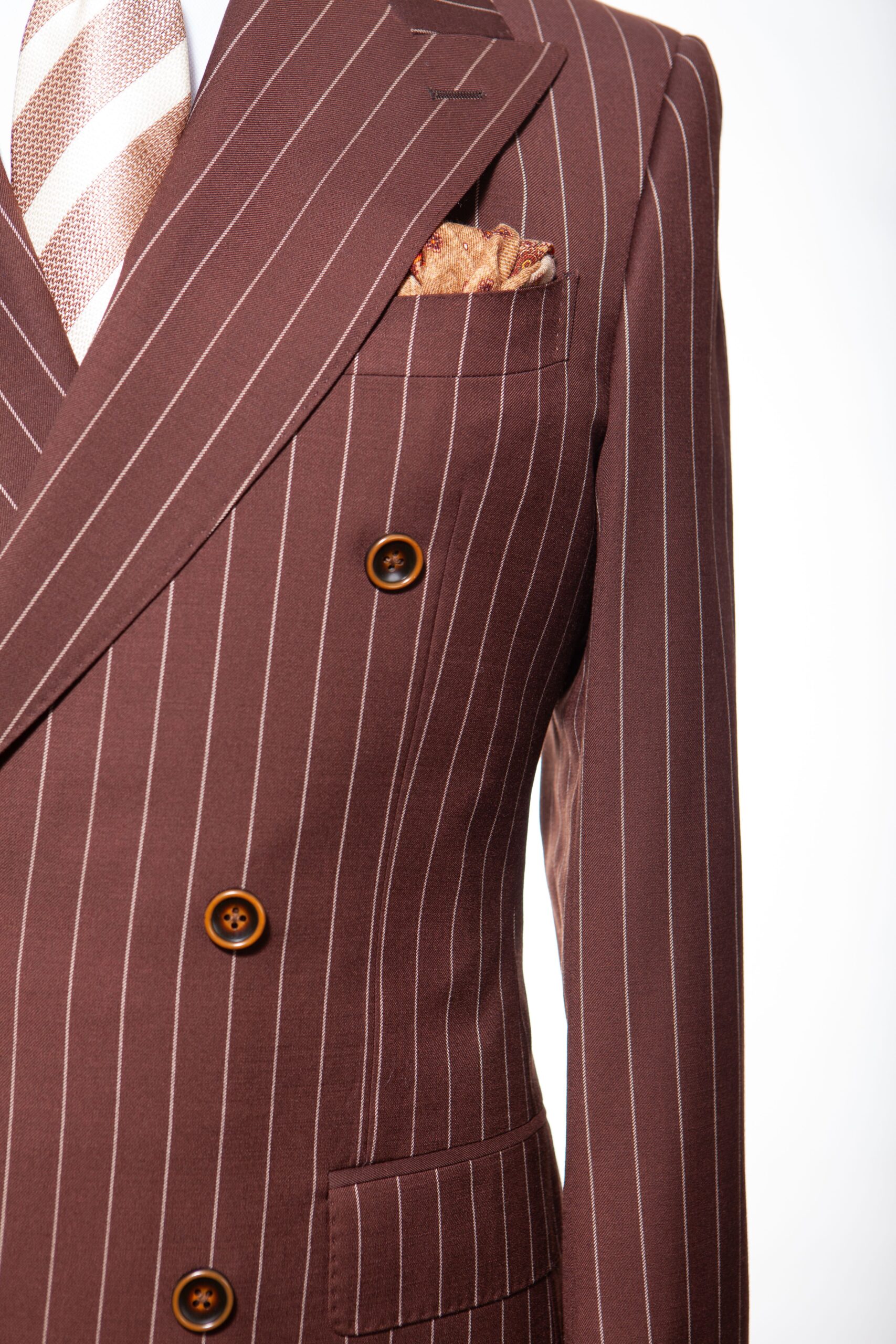 STANLION CHOCOLATE PINSTRIPE DOUBLE-BREASTED SUIT - Image 4