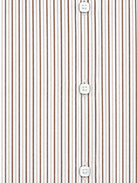 STANLION BROWN PINSTRIPE CONTRAST-COLLAR SHIRT - Image 3